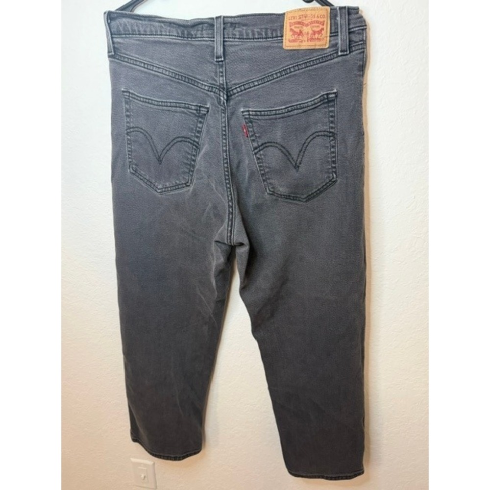 Levis Ribcage Straight Ankle Jeans Womens 31 Faded Black Button Fly High Rise